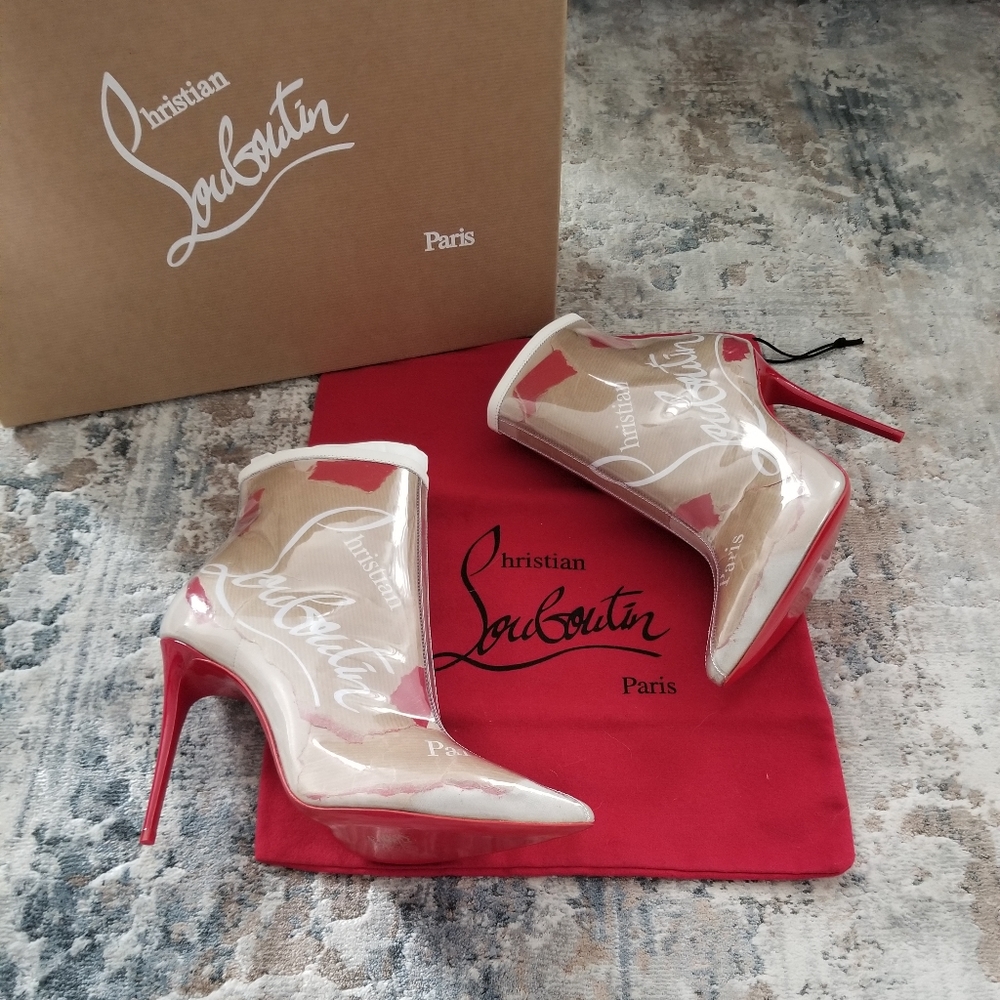 NEW Christian Louboutin So Kate Logo PVC Bootie